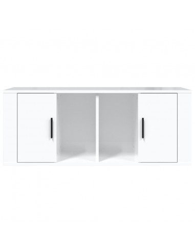 Mobile Porta TV Bianco Lucido 100x35x40 cm in Legno Multistrato