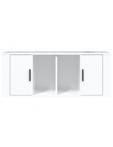 Mobile Porta TV Bianco Lucido 100x35x40 cm in Legno Multistrato