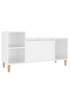 Mobile Porta TV Bianco Lucido 100x35x55 cm in Legno Multistrato 2
