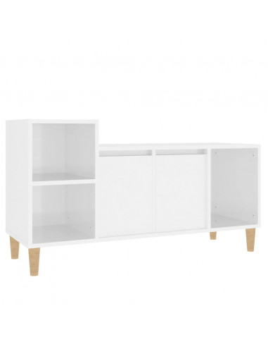 Mobile Porta TV Bianco Lucido 100x35x55 cm in Legno Multistrato