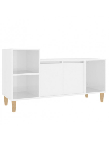 Mobile Porta TV Bianco Lucido 100x35x55 cm in Legno Multistrato