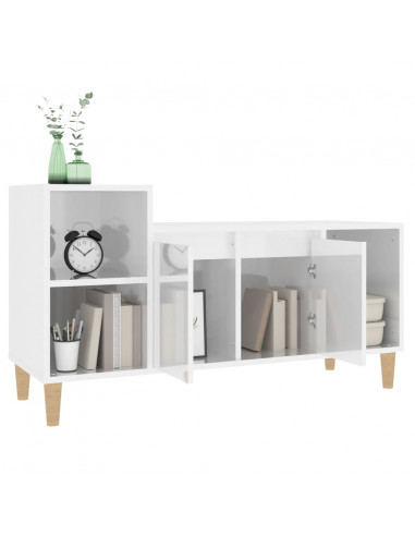Mobile Porta TV Bianco Lucido 100x35x55 cm in Legno Multistrato