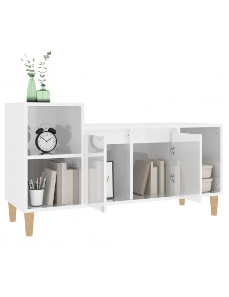 Mobile Porta TV Bianco Lucido 100x35x55 cm in Legno Multistrato