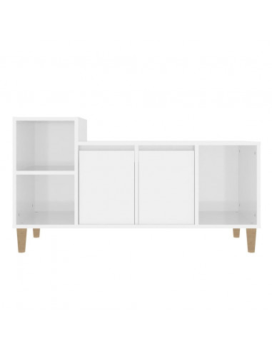 Mobile Porta TV Bianco Lucido 100x35x55 cm in Legno Multistrato