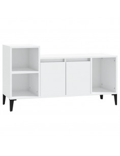 Mobile Porta TV Bianco Lucido 100x35x55 cm in Legno Multistrato 2
