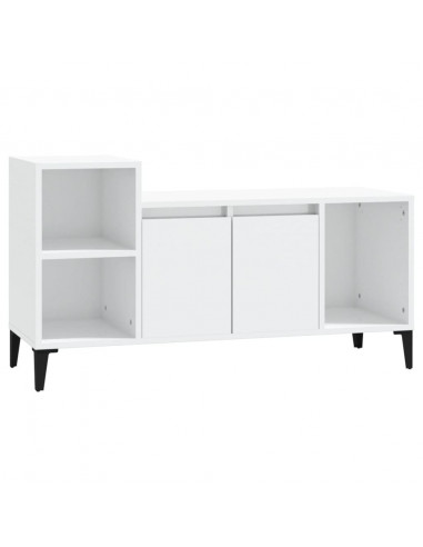 Mobile Porta TV Bianco Lucido 100x35x55 cm in Legno Multistrato