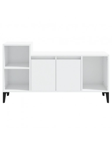Mobile Porta TV Bianco Lucido 100x35x55 cm in Legno Multistrato