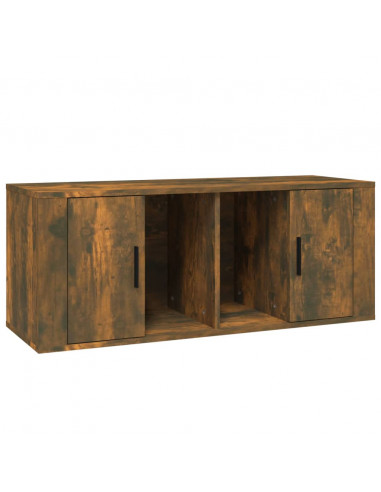 Mobile TV Rovere Fumo 100x35x40 cm in Legno Multistrato