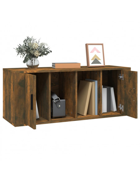 Mobile TV Rovere Fumo 100x35x40 cm in Legno Multistrato