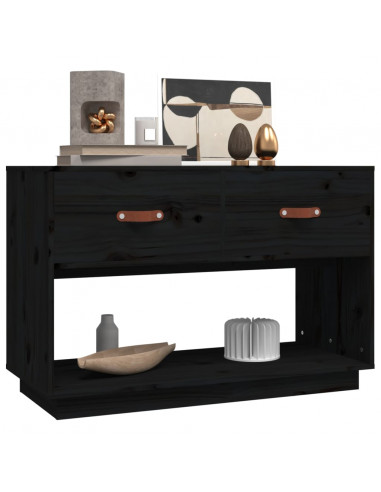 Mobile Porta TV Nero 90x40x60 cm in Legno Massello di Pino