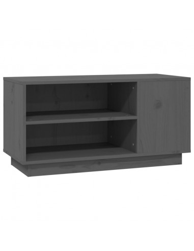 Mobile Porta TV Grigio 80x35x40,5 cm in Legno Massello di Pino