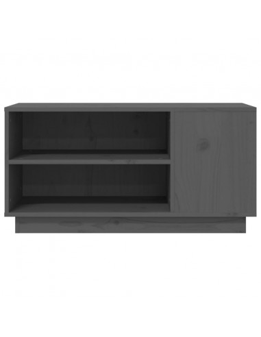 Mobile Porta TV Grigio 80x35x40,5 cm in Legno Massello di Pino