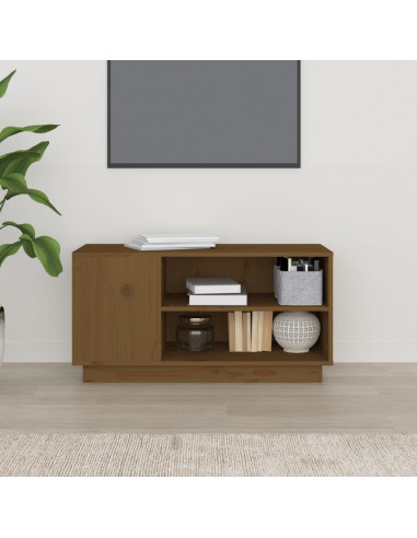 Mobile Porta TV Miele 80x35x40,5 cm in Legno Massello di Pino