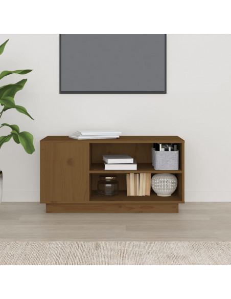 Mobile Porta TV Miele 80x35x40,5 cm in Legno Massello di Pino