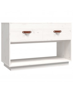 Mobile Porta TV Bianco 90x40x60 cm in Legno Massello di Pino 2