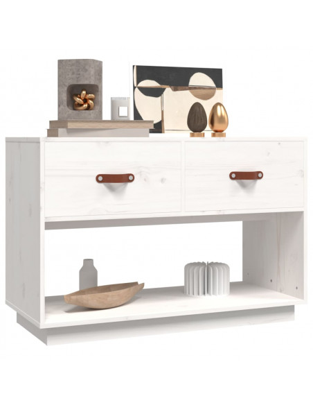 Mobile Porta TV Bianco 90x40x60 cm in Legno Massello di Pino