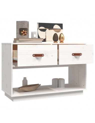 Mobile Porta TV Bianco 90x40x60 cm in Legno Massello di Pino