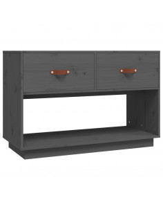 Mobile Porta TV Grigio 90x40x60 cm in Legno Massello di Pino 2