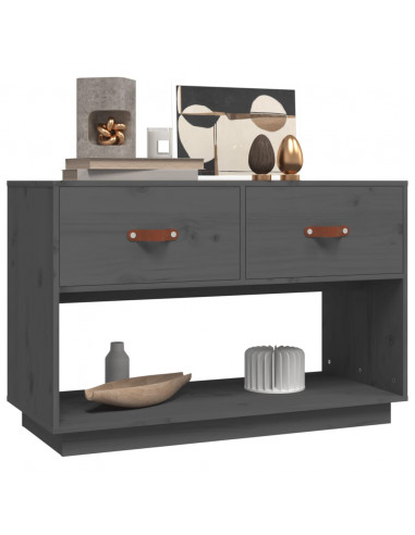 Mobile Porta TV Grigio 90x40x60 cm in Legno Massello di Pino