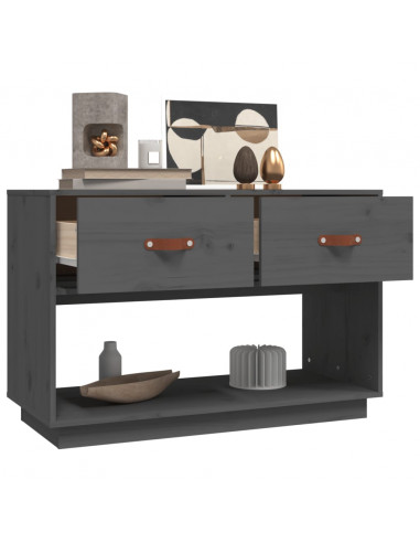 Mobile Porta TV Grigio 90x40x60 cm in Legno Massello di Pino
