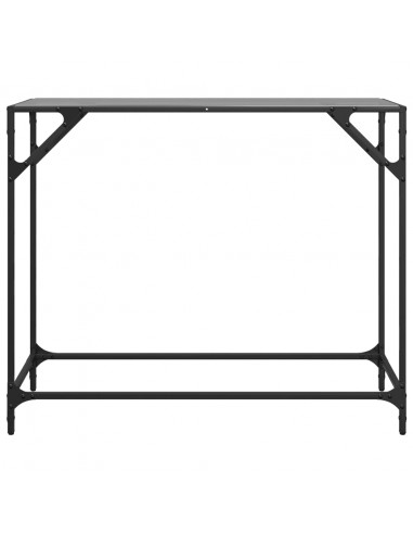Tavolino Consolle con Piano in Vetro Nero 98x35x81cm in Acciaio