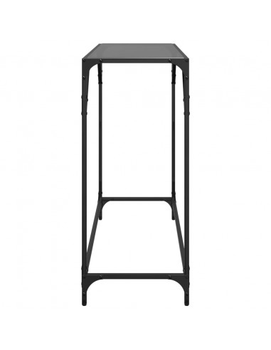 Tavolino Consolle con Piano in Vetro Nero 98x35x81cm in Acciaio