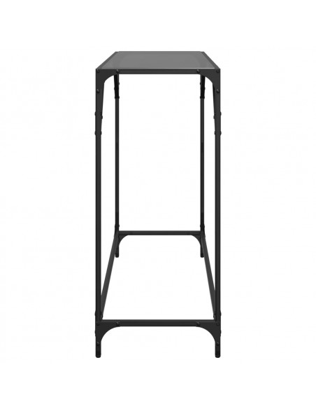 Tavolino Consolle con Piano in Vetro Nero 98x35x81cm in Acciaio