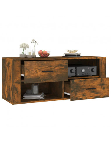 Mobile TV Rovere Fumo 100x35x40 cm in Legno Multistrato