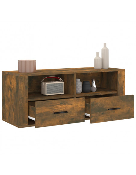 Mobile TV Rovere Fumo 100x35x40 cm in Legno Multistrato