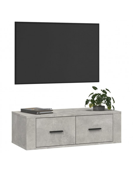 Mobile TV Pensile Grigio Cemento 80x36x25 cm Legno Multistrato