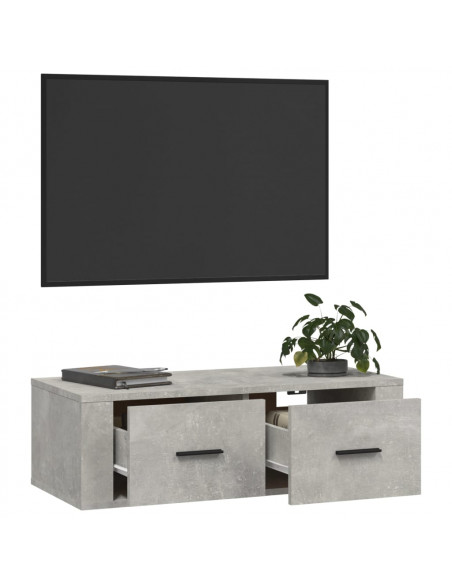 Mobile TV Pensile Grigio Cemento 80x36x25 cm Legno Multistrato
