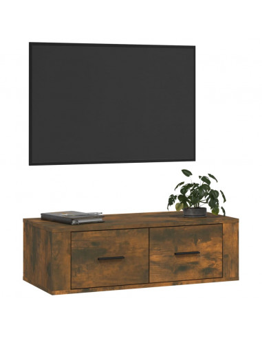 Mobile TV Pensile Rovere Fumo 80x36x25 cm in Legno Multistrato