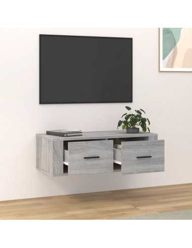 Mobile TV Pensile Grigio Sonoma 80x36x25cm in Legno Multistrato