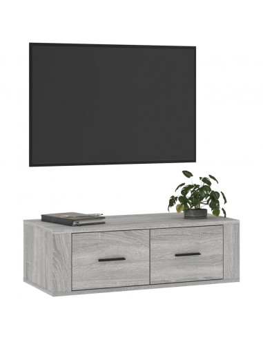 Mobile TV Pensile Grigio Sonoma 80x36x25cm in Legno Multistrato