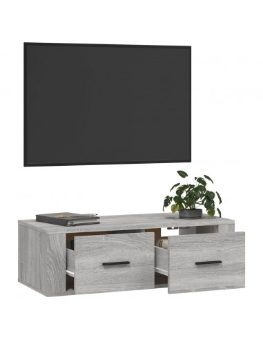 Mobile TV Pensile Grigio Sonoma 80x36x25cm in Legno Multistrato