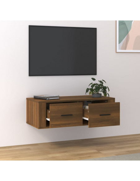 Mobile TV Pensile Rovere Marrone 80x36x25 cm Legno Multistrato