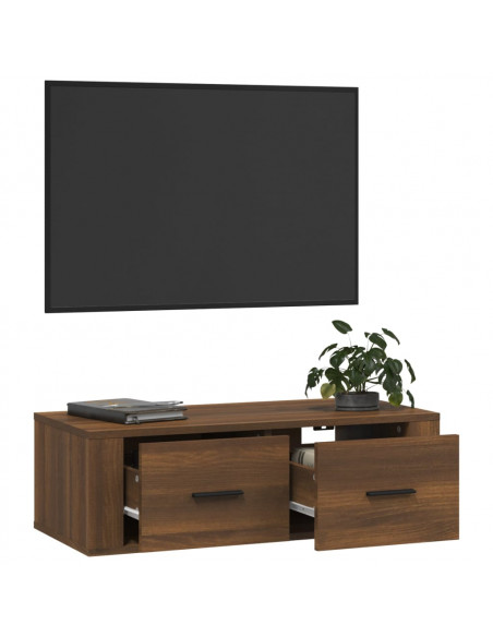 Mobile TV Pensile Rovere Marrone 80x36x25 cm Legno Multistrato