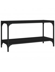 Mobile Porta TV Nero 80x33x41 cm in Legno Multistrato e Acciaio 2
