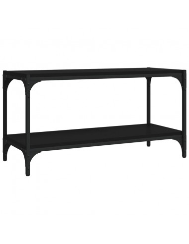 Mobile Porta TV Nero 80x33x41 cm in Legno Multistrato e Acciaio