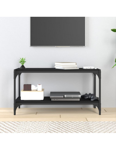 Mobile Porta TV Nero 80x33x41 cm in Legno Multistrato e Acciaio