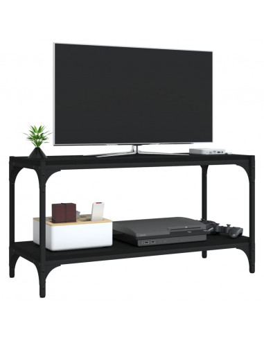 Mobile Porta TV Nero 80x33x41 cm in Legno Multistrato e Acciaio