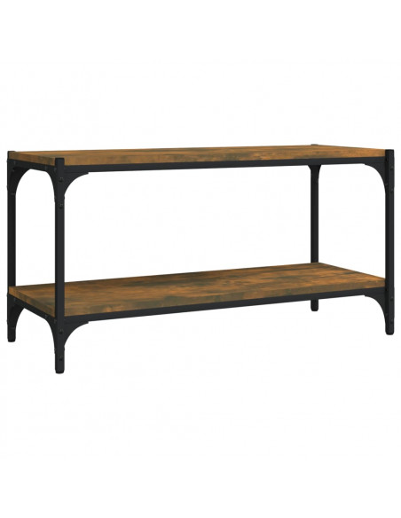 Mobile TV Rovere Fumo 80x33x41 cm Legno Multistrato e Acciaio