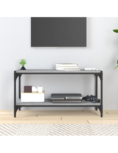 Mobile TV Grigio Sonoma 80x33x41 cm Legno Multistrato e Acciaio