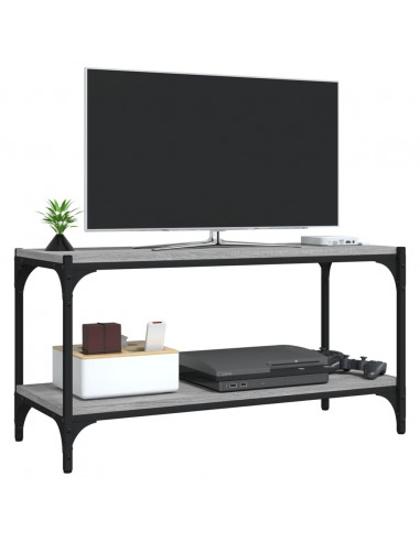 Mobile TV Grigio Sonoma 80x33x41 cm Legno Multistrato e Acciaio
