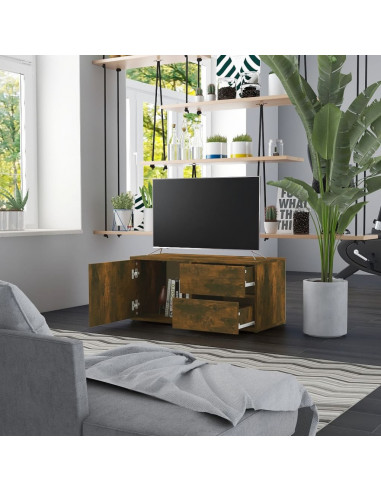 Mobile Porta TV Rovere Fumo 80x34x36 cm in Legno Multistrato