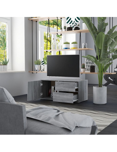 Mobile Porta TV Grigio Sonoma 80x34x36 cm in Legno Multistrato