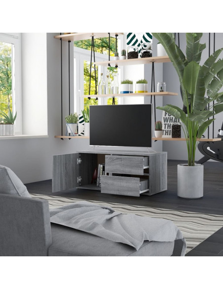 Mobile Porta TV Grigio Sonoma 80x34x36 cm in Legno Multistrato