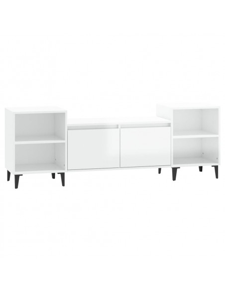 Mobile Porta TV Bianco Lucido 160x35x55 cm in Legno Multistrato