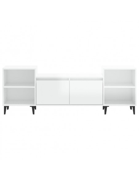 Mobile Porta TV Bianco Lucido 160x35x55 cm in Legno Multistrato