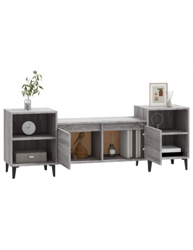 Mobile TV Grigio Sonoma 160x35x55 cm in Legno Multistrato